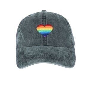 LGBT PRIDE DAVID AND YOUNG GREY EMBROIDERED RAINBOW HEART HAT, ONE SIZE